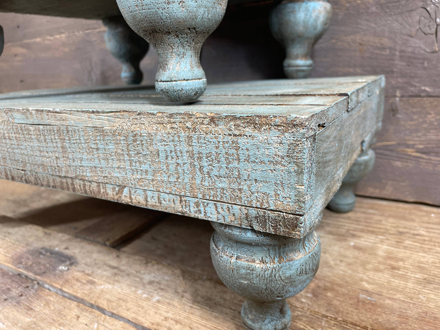 Chula Cake Table Set 3--Display-Reclaimed Wood-Turquoise
