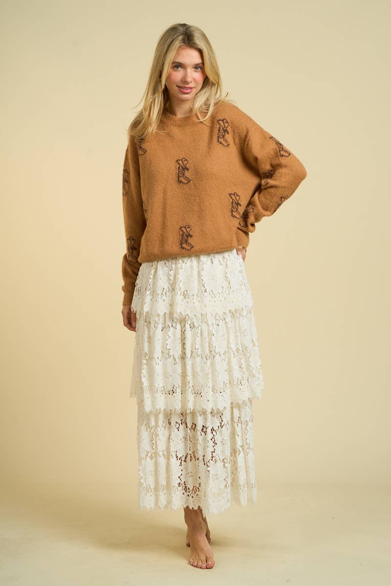 C8018 - WESTERN BOOTS PATTERN SWEATER