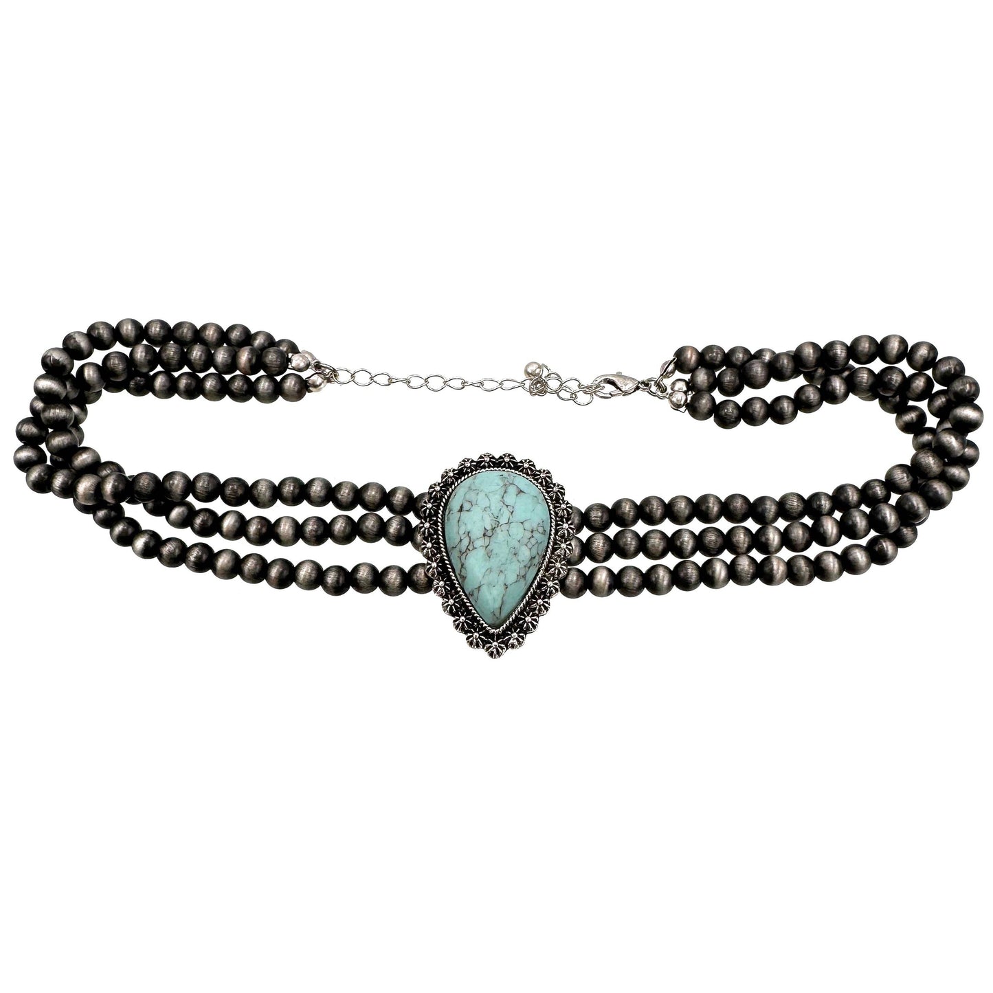 Bohemian Western Teardrop Turquoise Choker Necklace