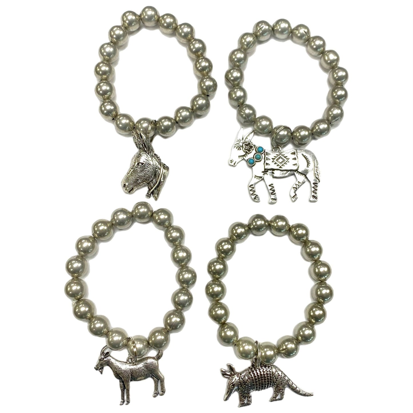 Faux Navajo Pearl Bracelets with Silver Metal Charms
