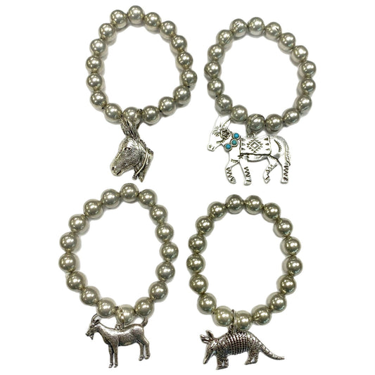 Faux Navajo Pearl Bracelets with Silver Metal Charms