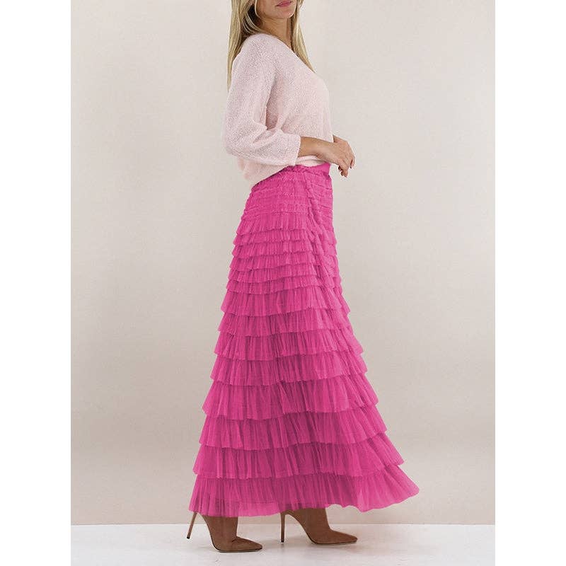A-Line High Waisted Solid Color Tulle Skirts Bottoms