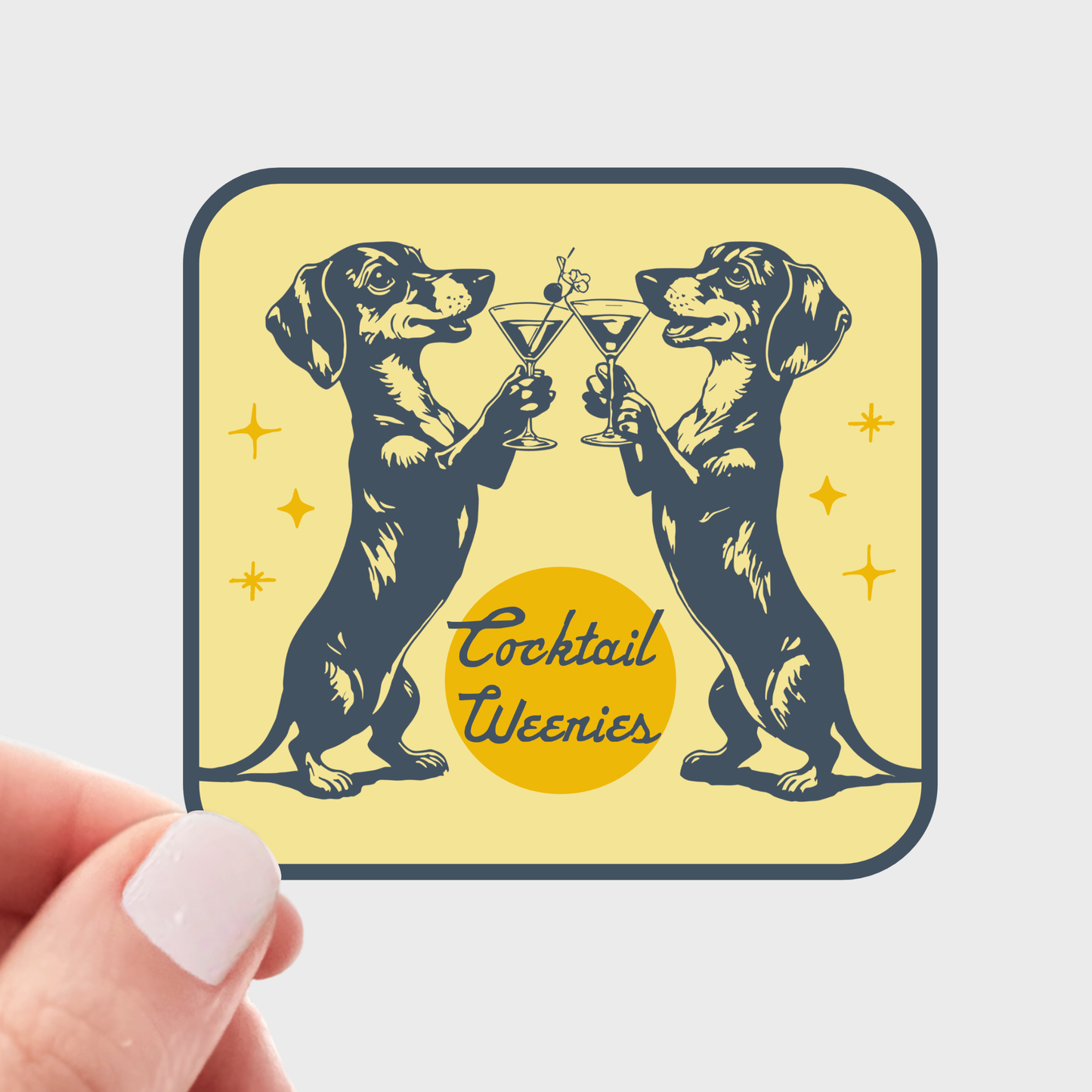 Cocktail Weenies Sticker - dachshund, pet shop, wiener dog