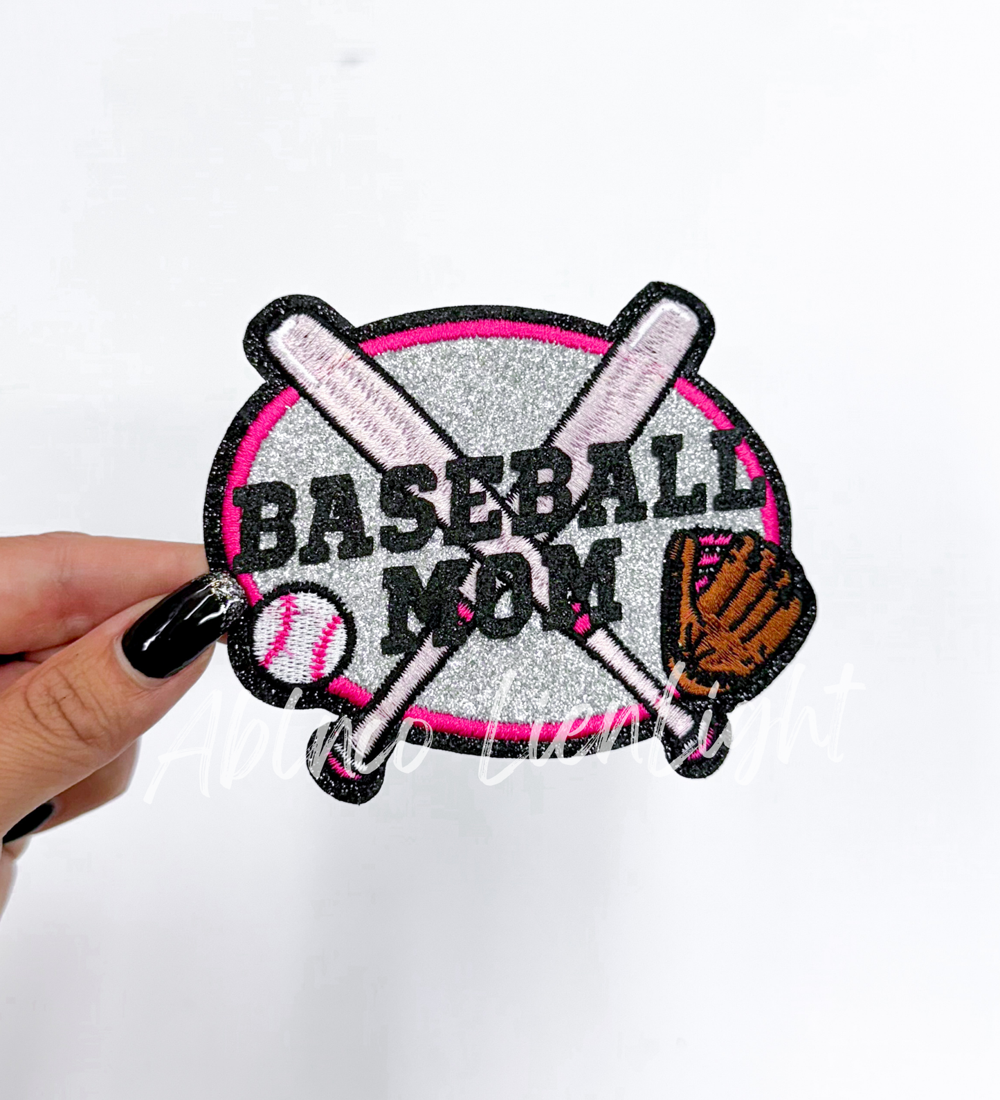 Baseball Mom sport sequin embroidery patch iron on