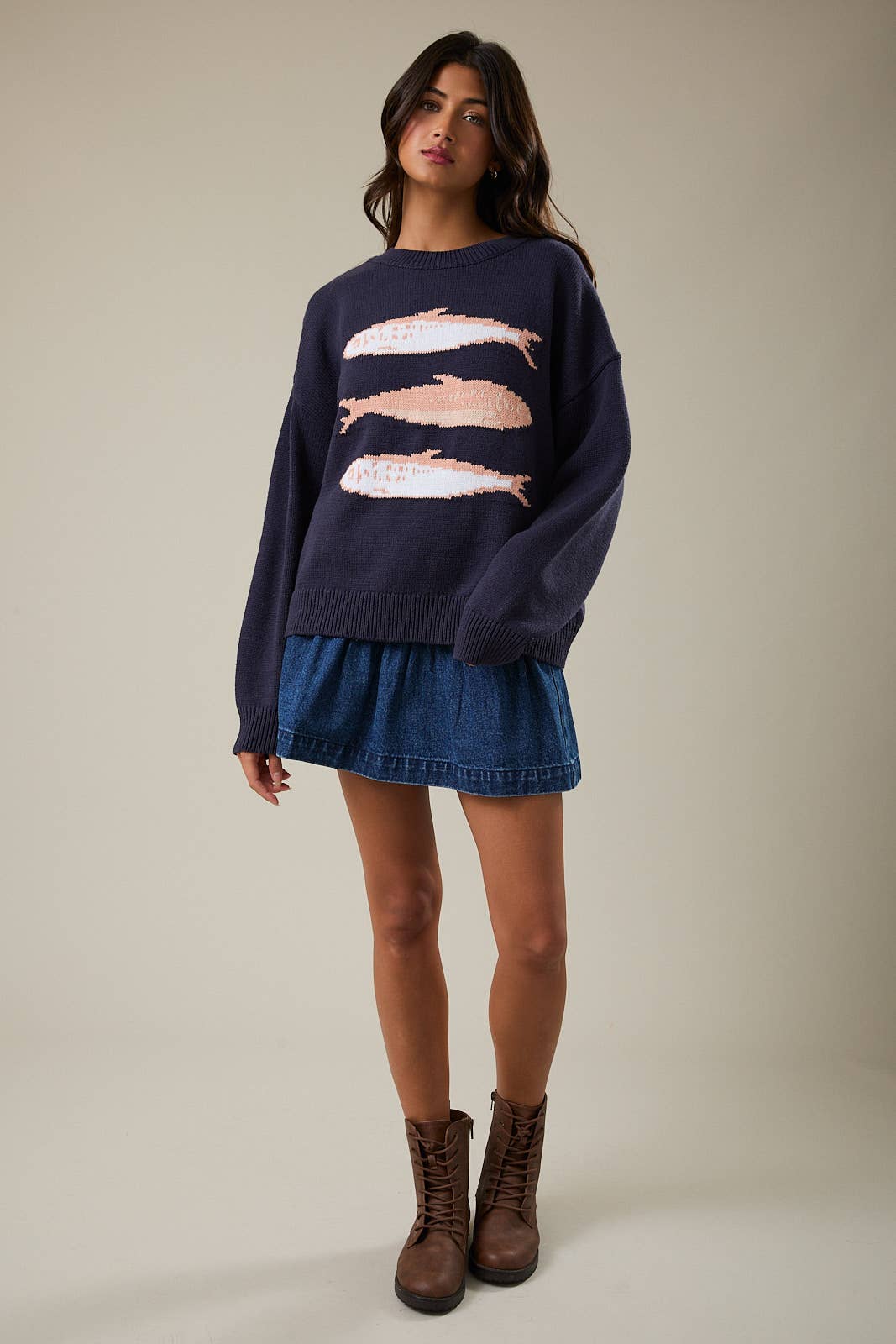 ROUND NECK 3 SARDINES SWEATER TOP