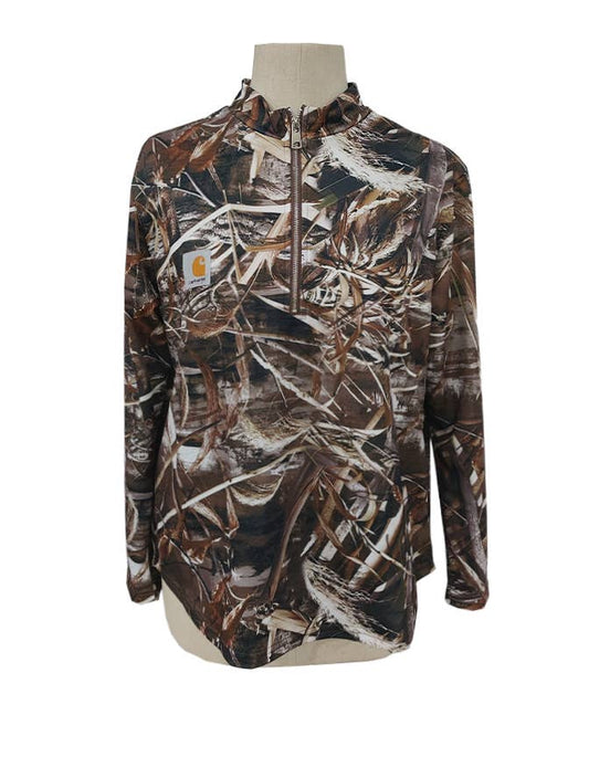 Western Y2K Half Zipper Camo Pullover Sweatshirt