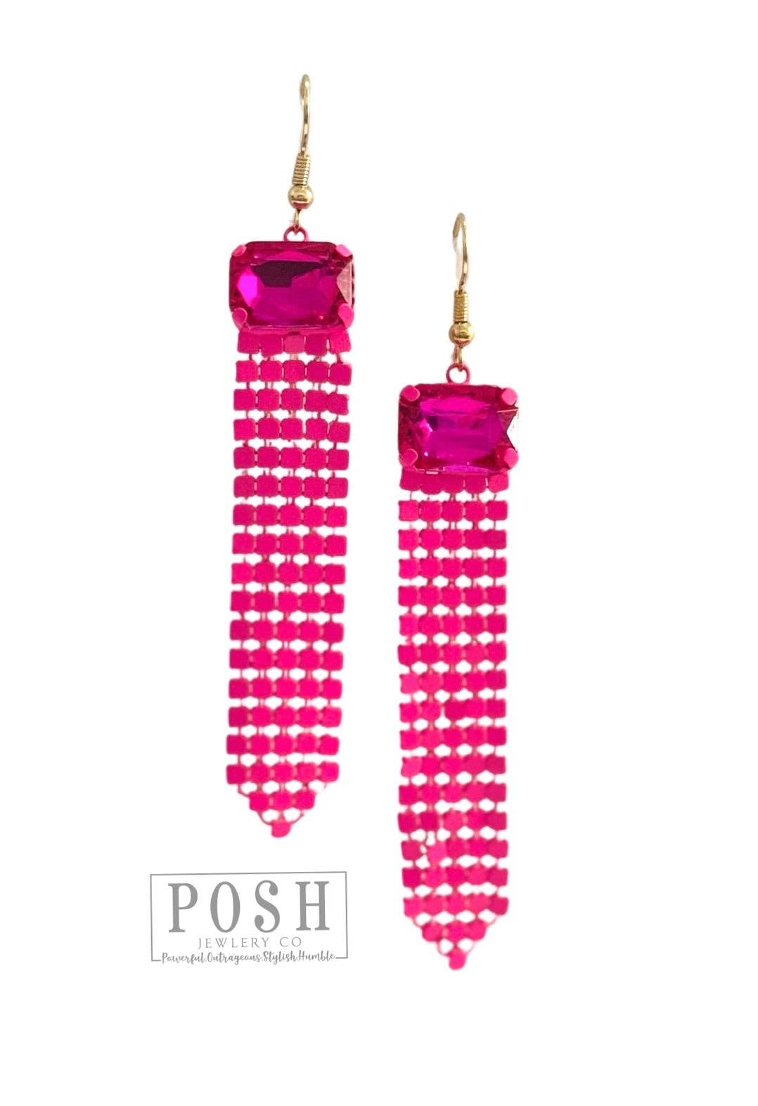 Rhinestone mesh earring