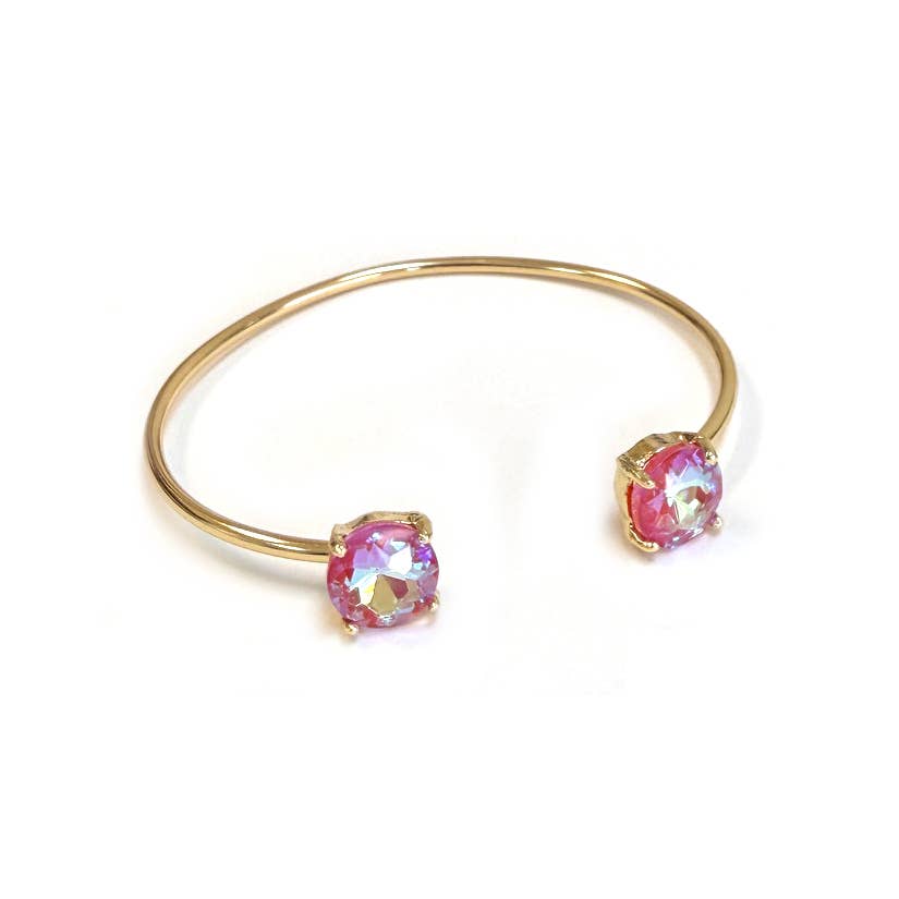 Cuff Wire Bangle for Women and Girls w/ Glass Stone Accent