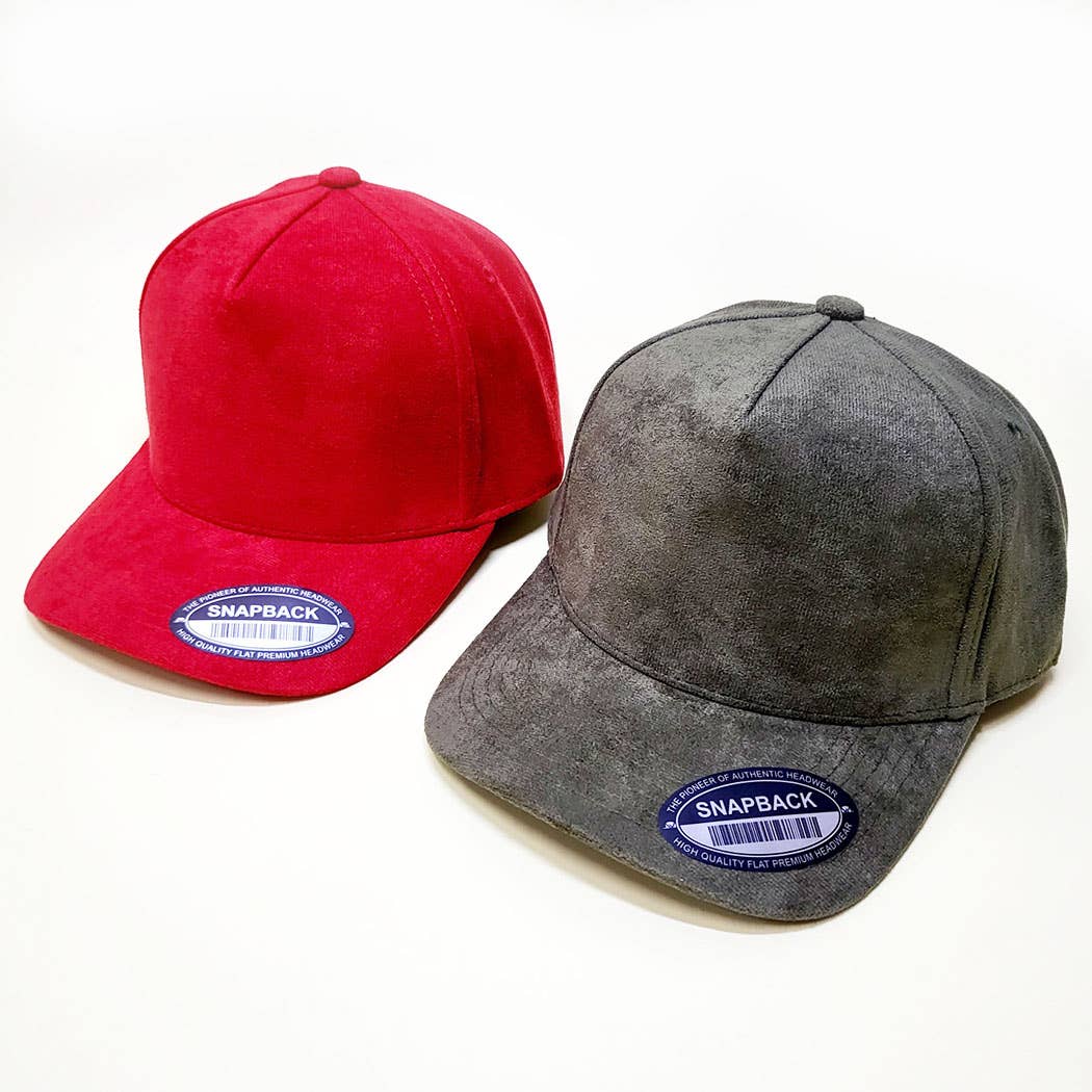 Dozen Solid Color Suede Snapback Hats