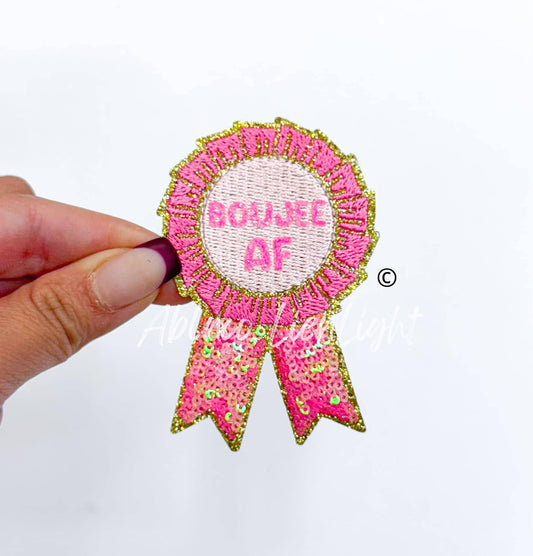 Boujee af ribbon trucker hat embroidery iron on patch