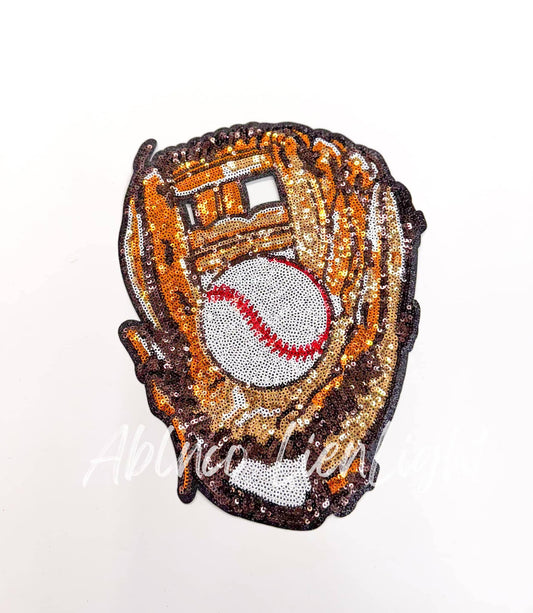 Baseball Glove Mit Game Day Sequin Patch - Large
