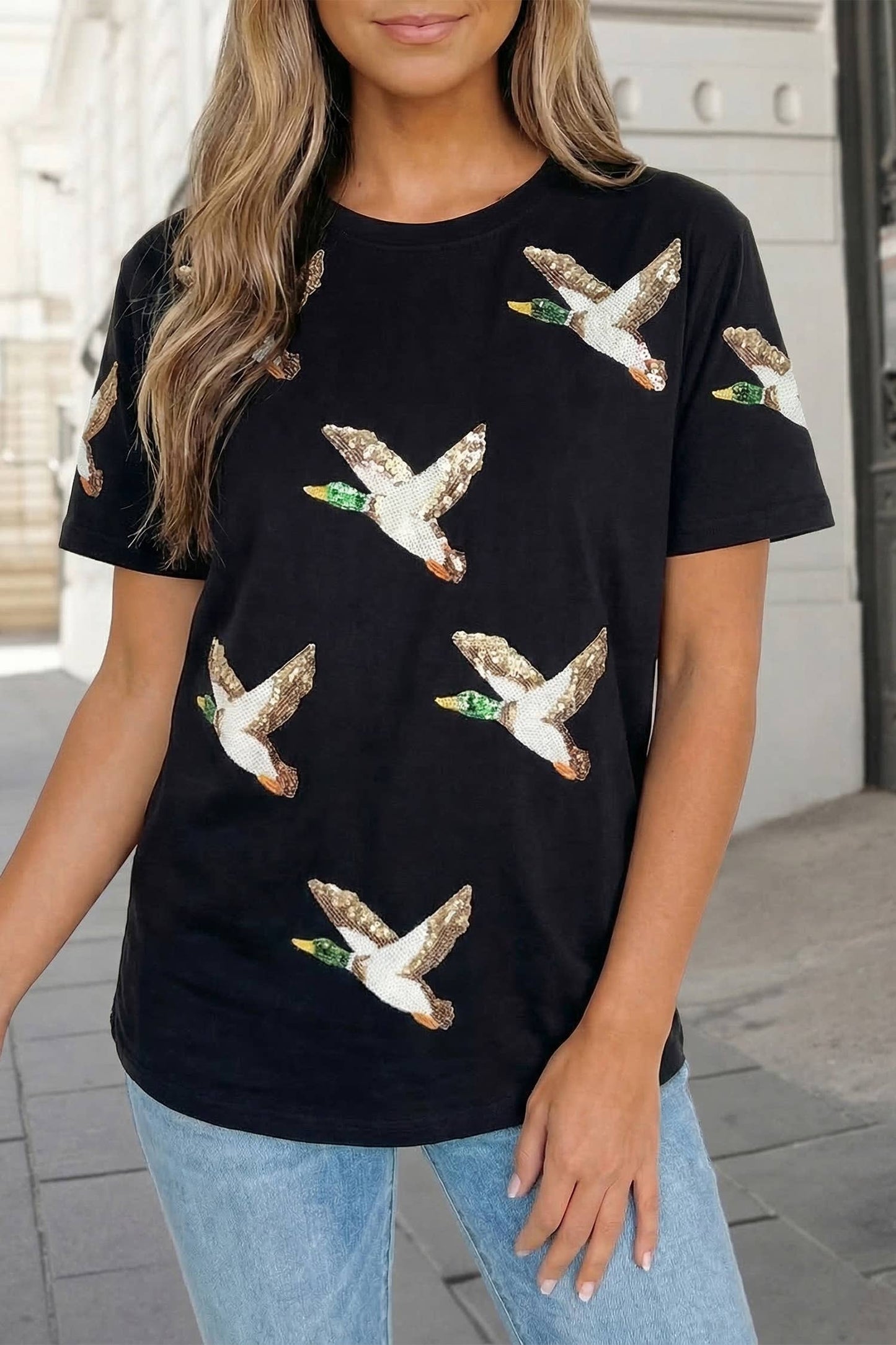 Sequin Mallard Duck Western Graphic Tee | S-3XL