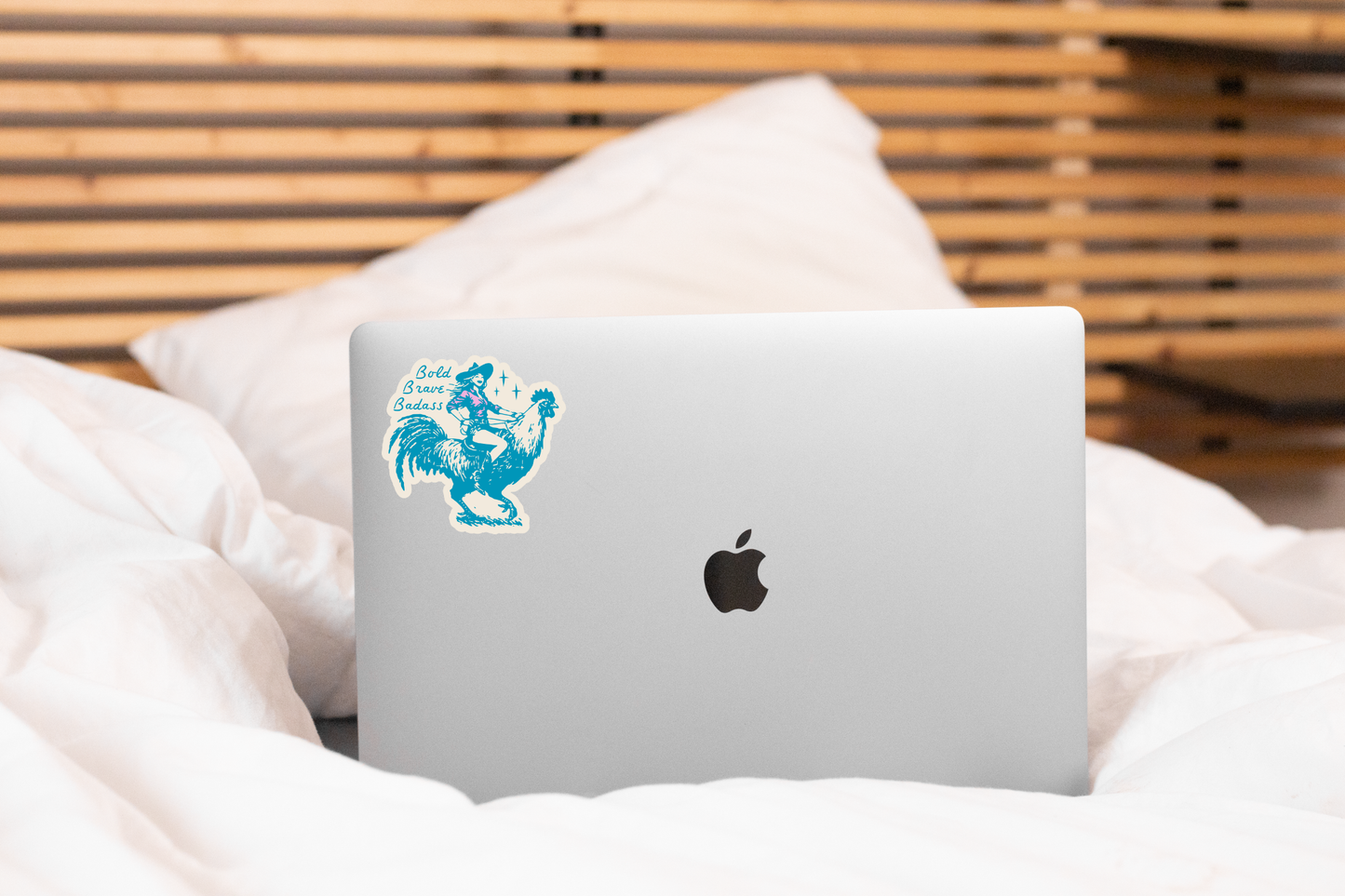 Bold Brave Badass Sticker - cowgirl, chicken, western