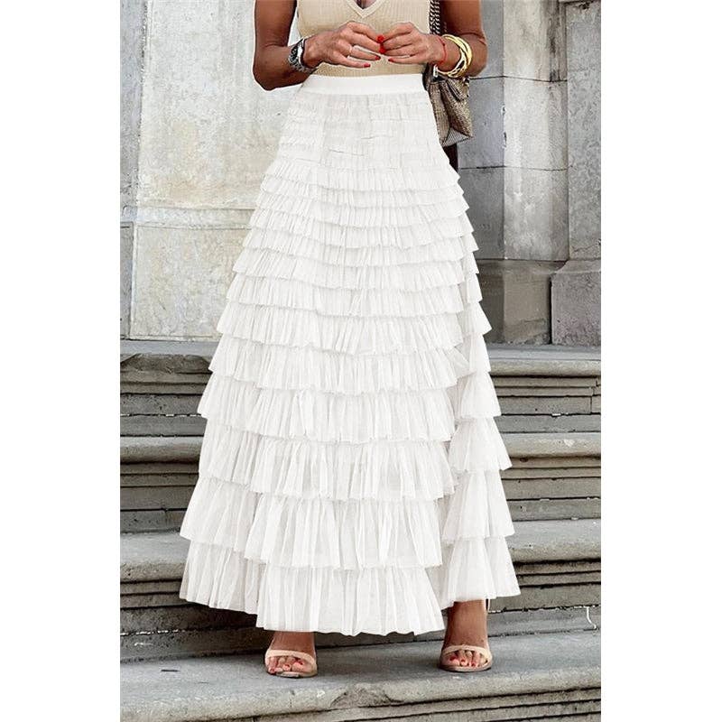 A-Line High Waisted Solid Color Tulle Skirts Bottoms