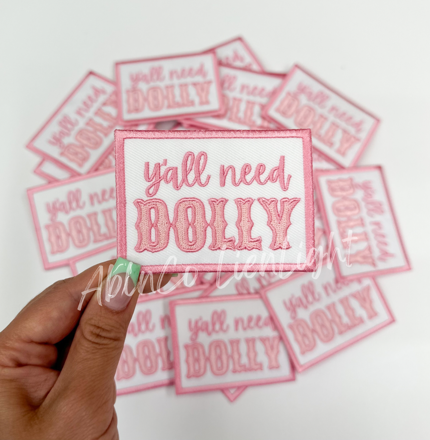 Y’all need dolly preppy pink embroidery patch iron on