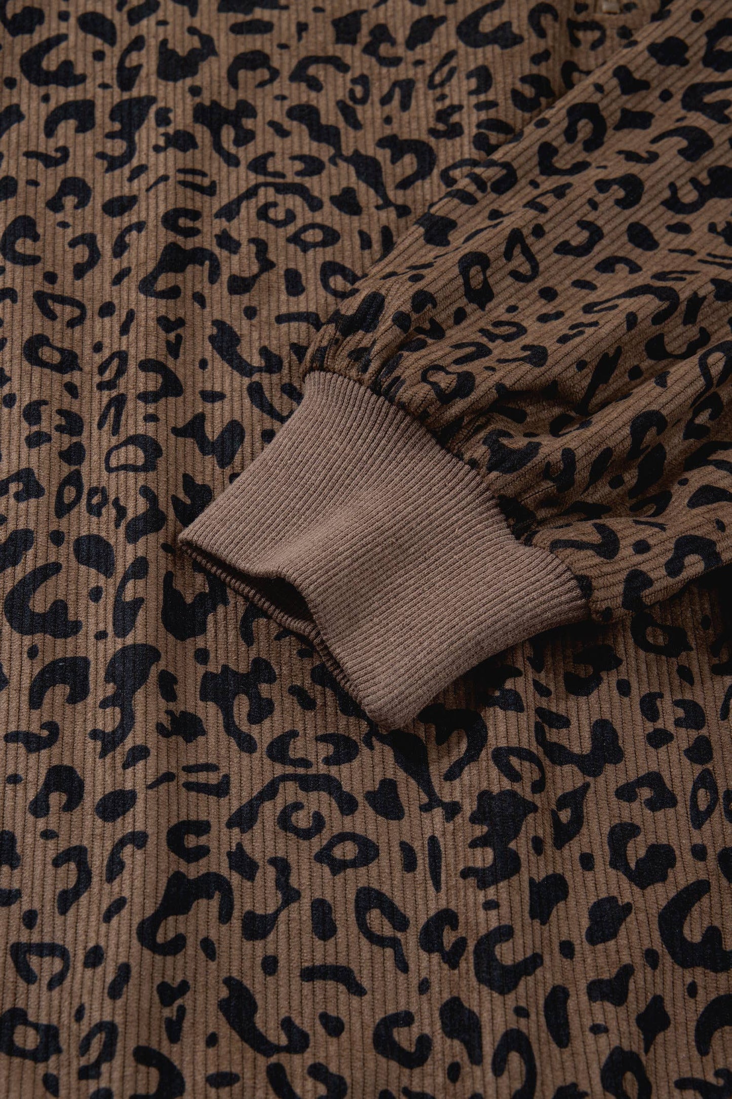 Western apparel Leopard Quarter Zip Corduroy Sweatshirt