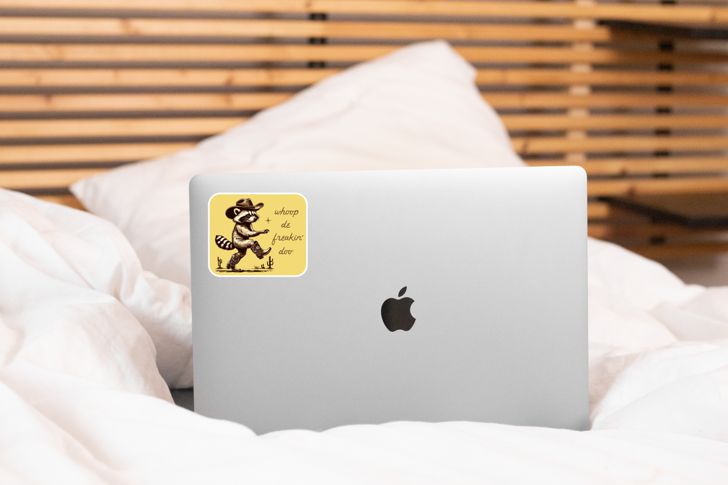 Whoop De Freakin' Doo Sticker - cowboy, western, raccoon