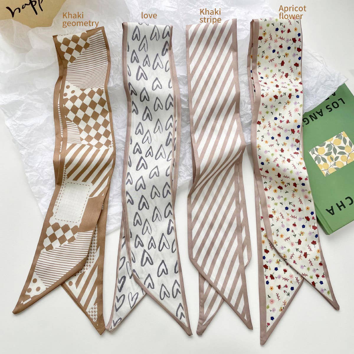 Neutral Long Twilly Scarf – Hair Tie & Neck Ribbon_CWASC0715