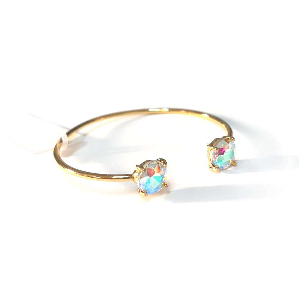 Cuff Wire Bangle for Women and Girls w/ Glass Stone Accent