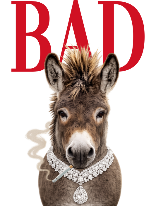 Bad Ass Donkey with Rhinestone Jewelry Graphic Tee