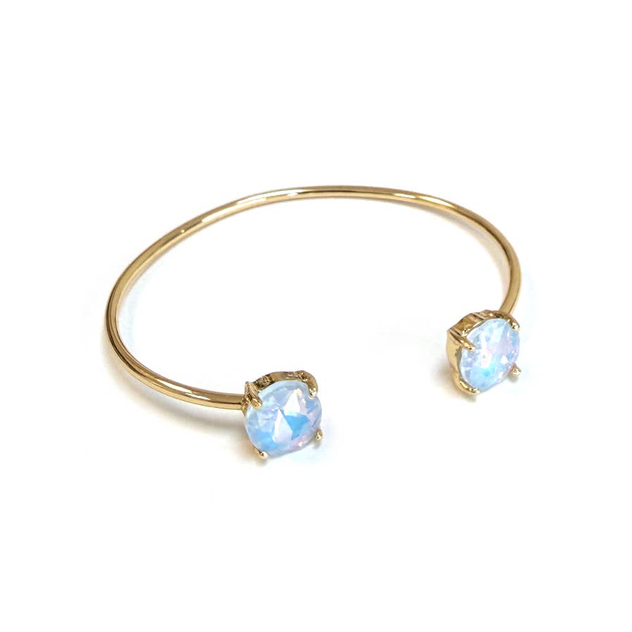 Cuff Wire Bangle for Women and Girls w/ Glass Stone Accent