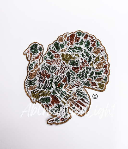 Big Camo Turkey Hunting Sequins Patch