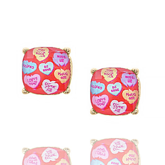 Valentine's Heart Candy Stud Earrings