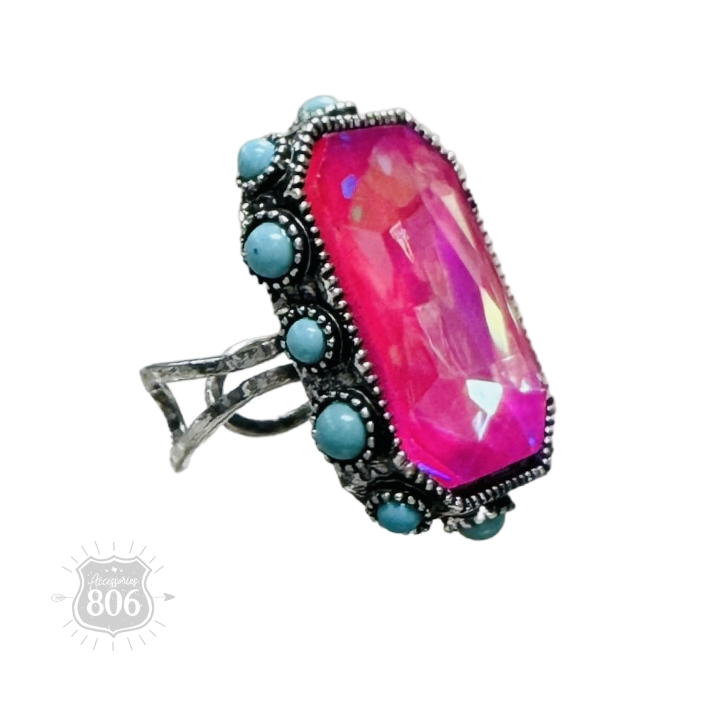 Rhinestone and bead studded ring - LC
