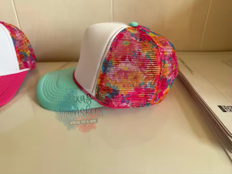 Mint Floral Mesh Trucker Hat