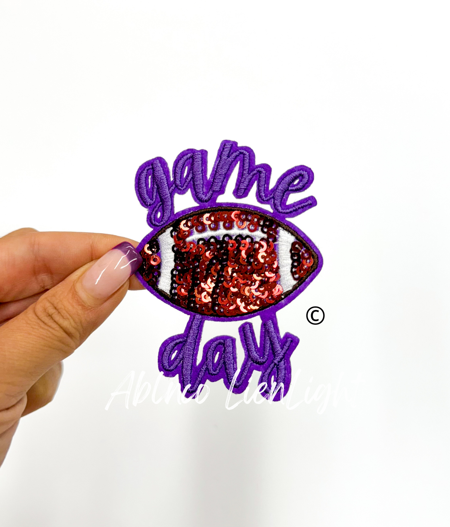 3” game day football sequins embroidery patch iron on