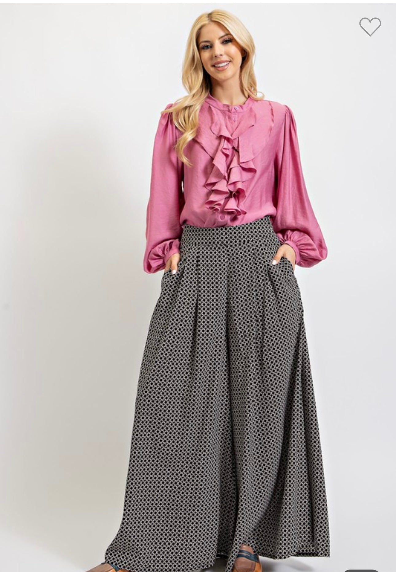 Ruffle Front Shiny Elegant Blouse