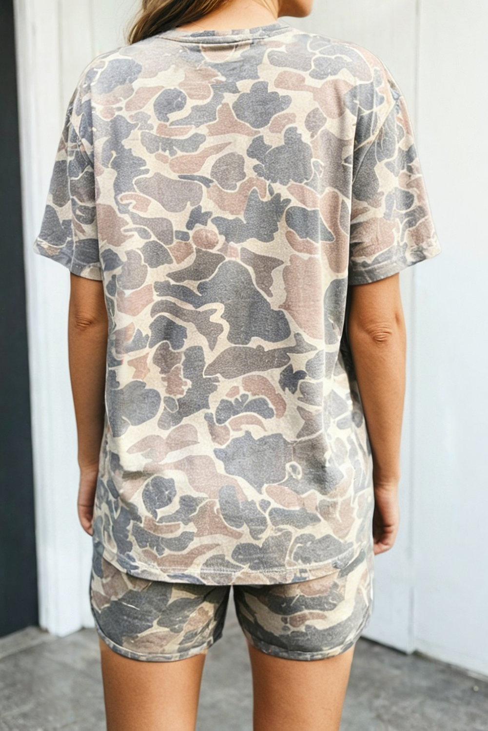 LAS Camouflage Print Plus Size Tee and Shorts  (S-4X)