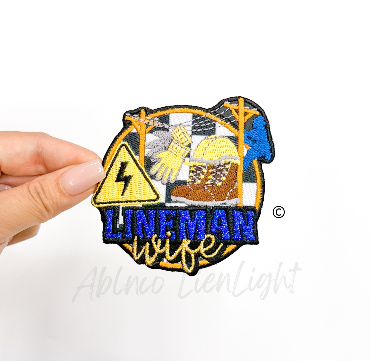 Lineman Wife Glitter Embroidery Patch Iron On