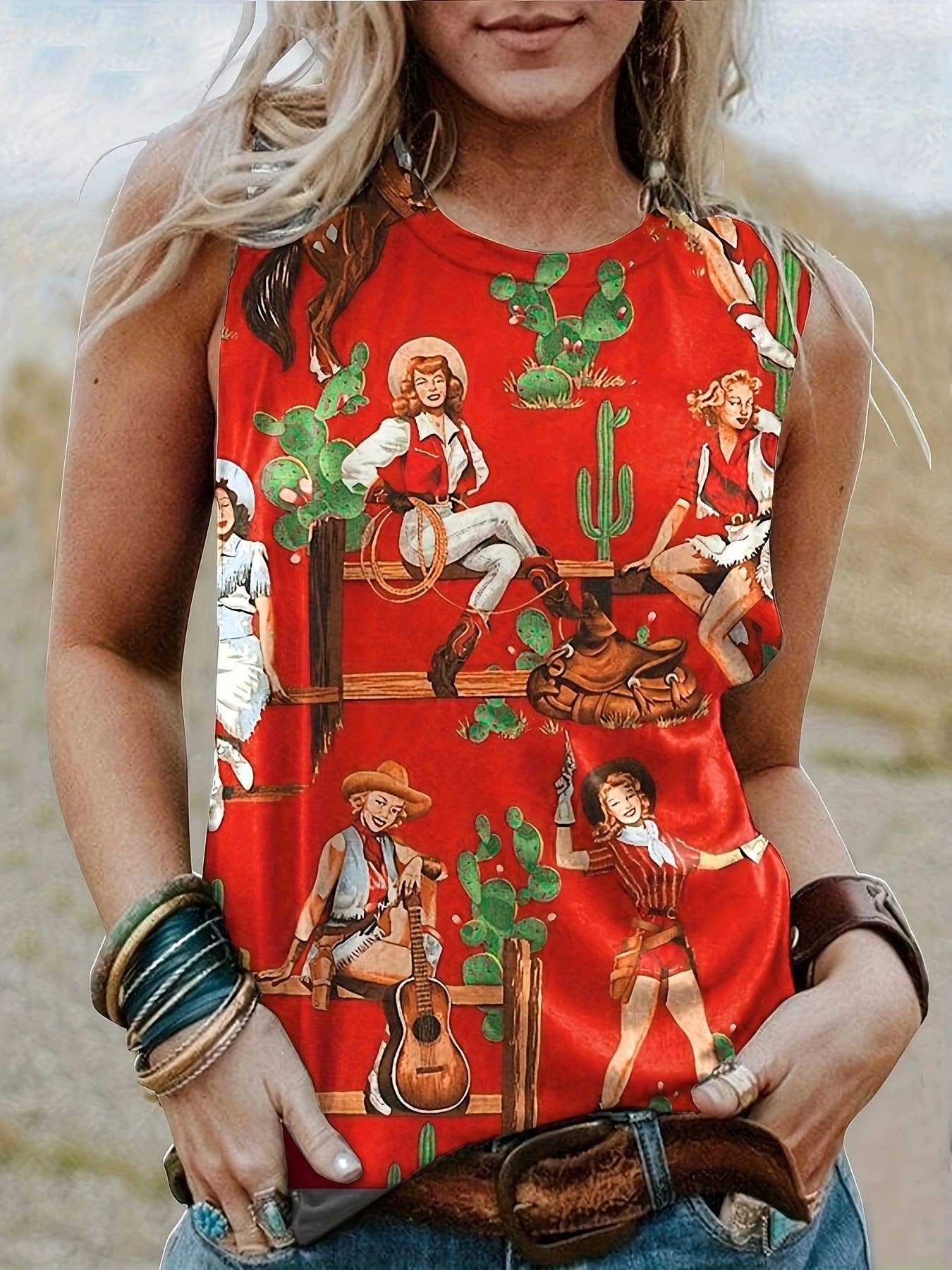 Cowboy Rodeo Western Graphic Tank Top