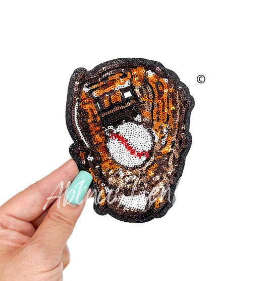 Baseball Glove Mit Game Day Sequin Patch - Small