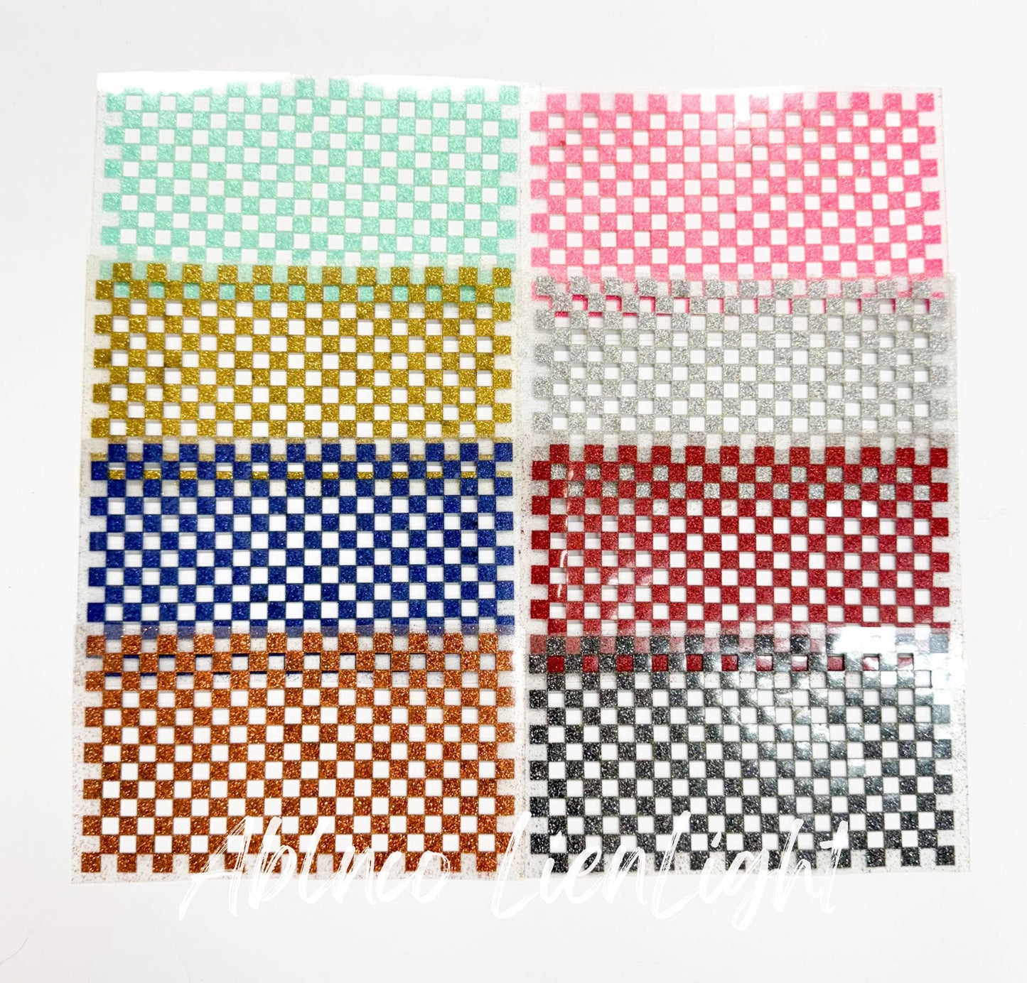 Checkered HTV Glitter Trucker Hat Background Transfer