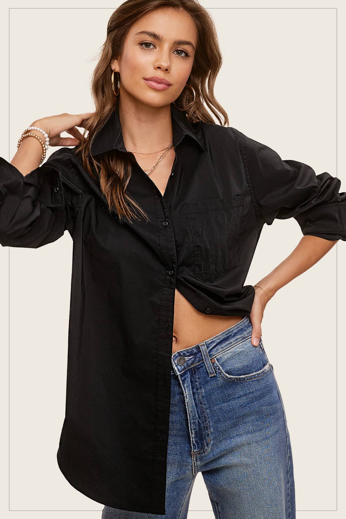 SRT7809-Classic Collared Button Down Poplin Shirts