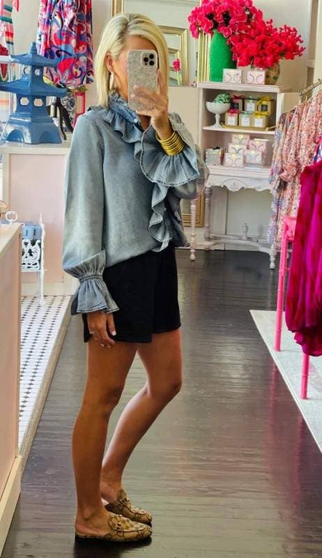 Y2K Ruffle Trim Long Sleeve Statement Blouse
