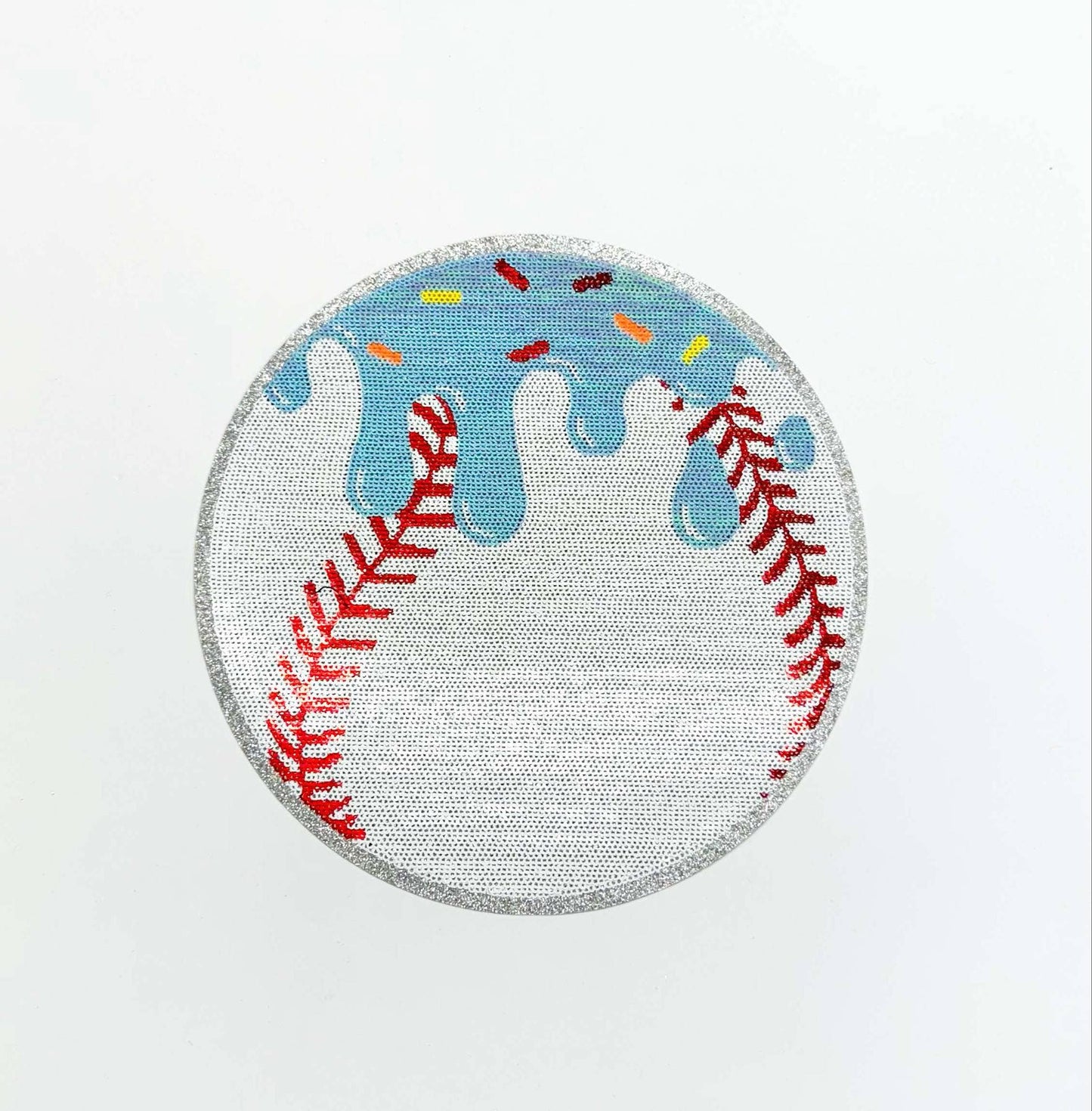 Baseball Drip Ice Cream Ball Sequin Patch - Large