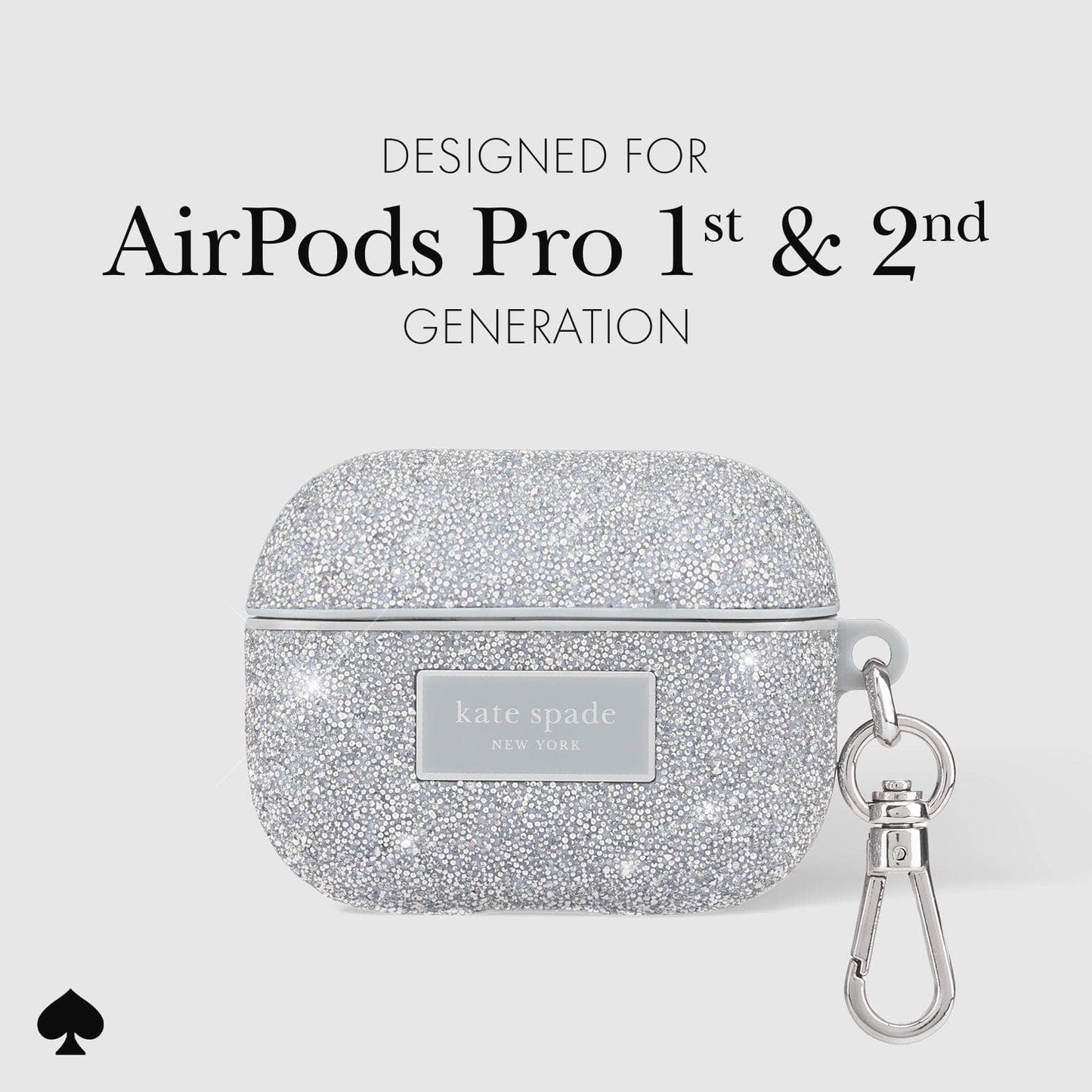 Kate spade new york AirPods Pro 1 & 2 Crystal Pavé Silver