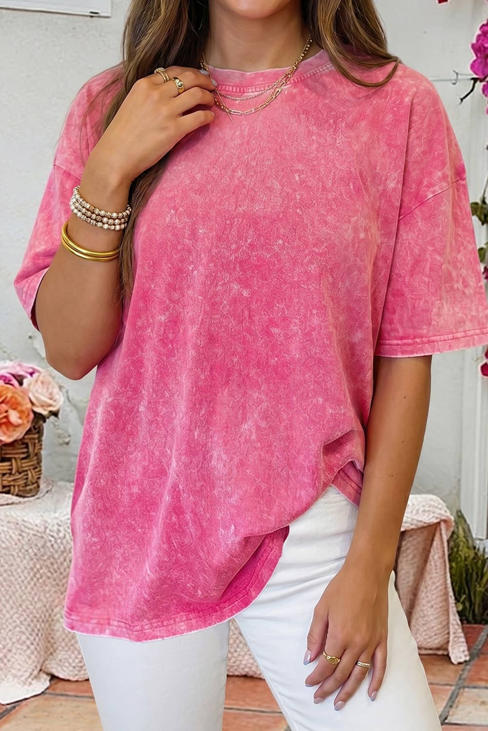 Solid Color Cotton Mineral Washed Oversize Tee