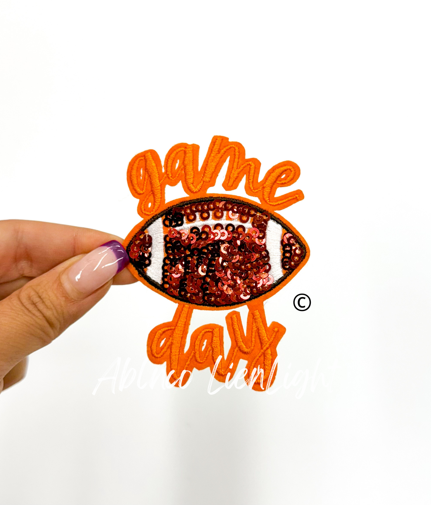 3” game day football sequins embroidery patch iron on