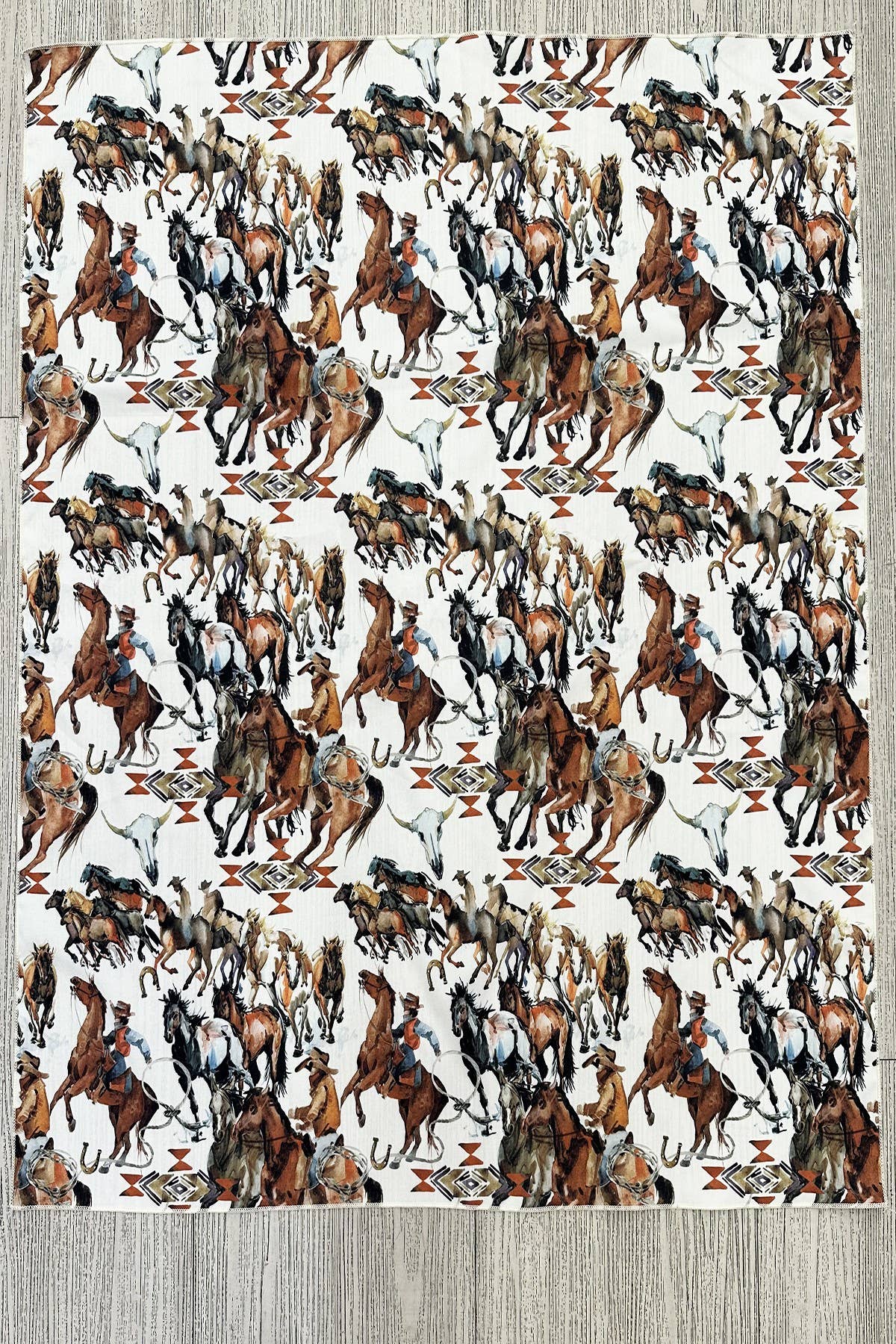 SC-5992-Classic Western Gathering Horse Print Scarf