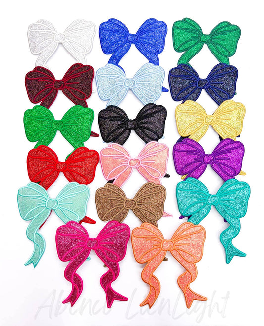Side Bows Glitter Embroidery Patch - Single