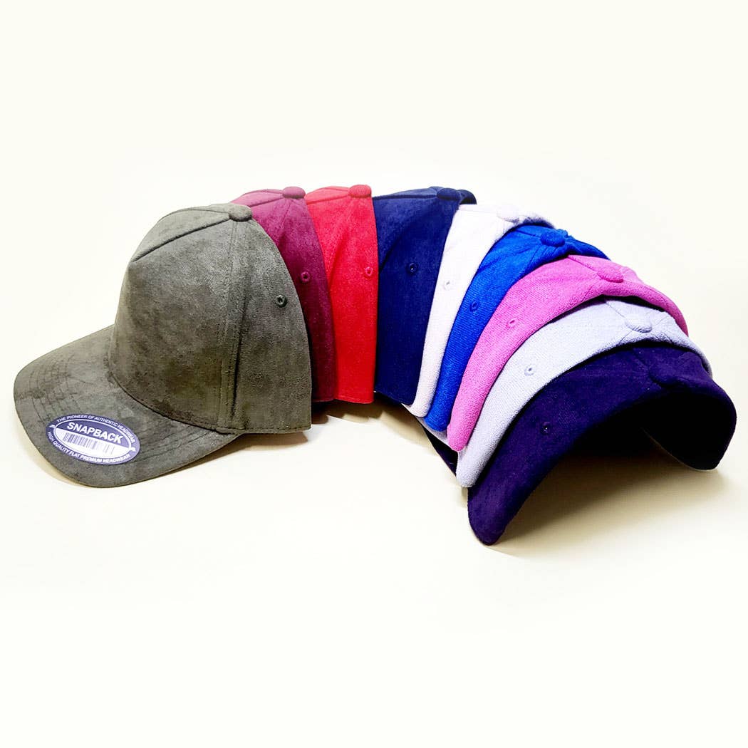 Dozen Solid Color Suede Snapback Hats