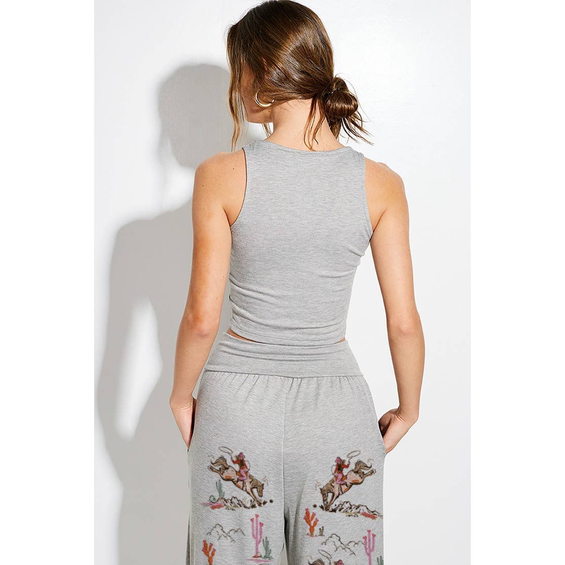 Cowgirl crop tank top and maximized pants set