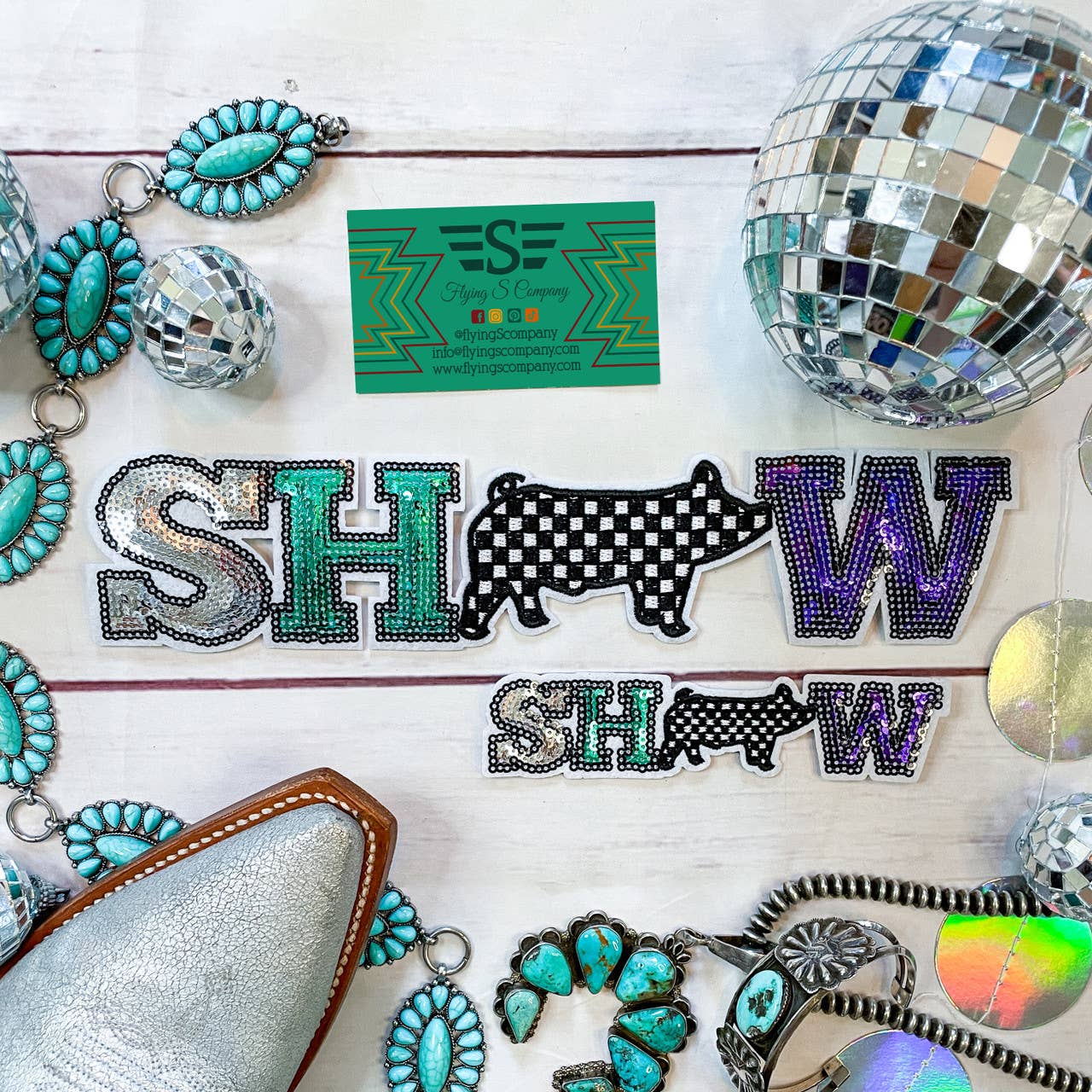 Show Pig Check Sequin Patch (Patch ONLY)