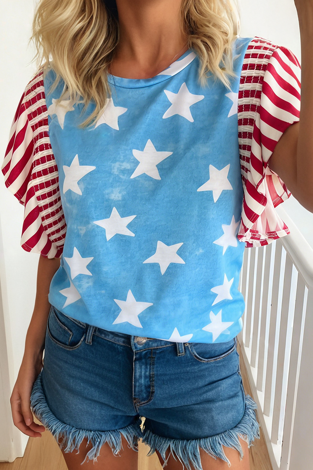 Independence Day Star & Stripe Ruffle Sleeve Top SS26 | S-XL