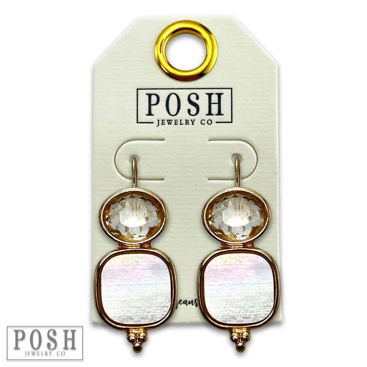 Rhinestone and MOP look earring