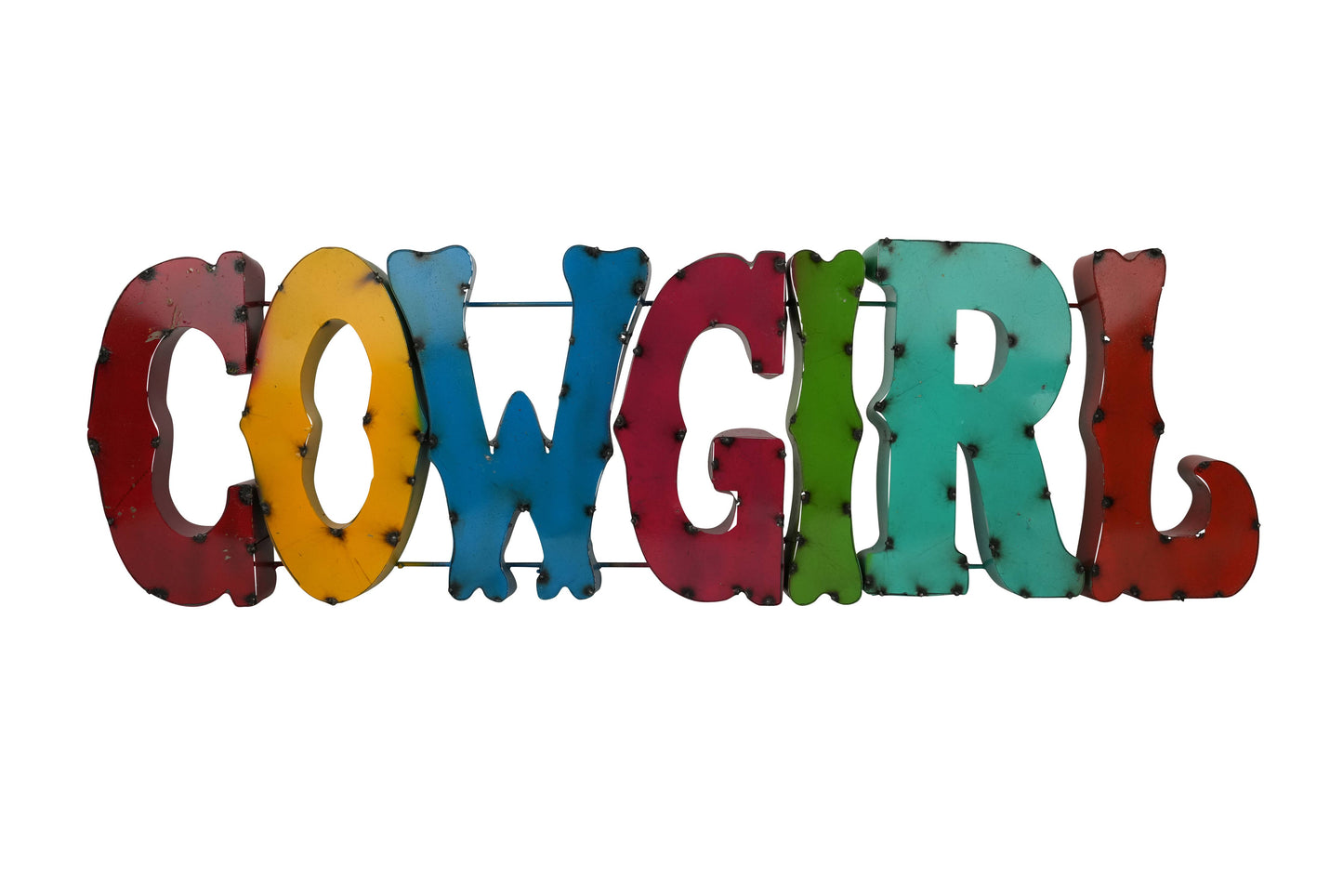 Cowgirl Metal Sign-44x13H-Colorful-Wall Decor-Cowgirl-NEW